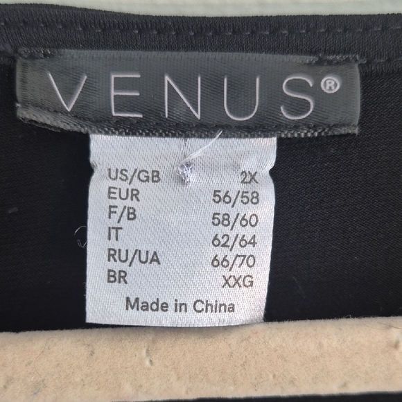 VENUS Black Sequin Lace Long Sleeve Blouse. Women Plus 2x - Picture 3 of 12